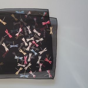 Echo Silk Black Dragonfly Scarf